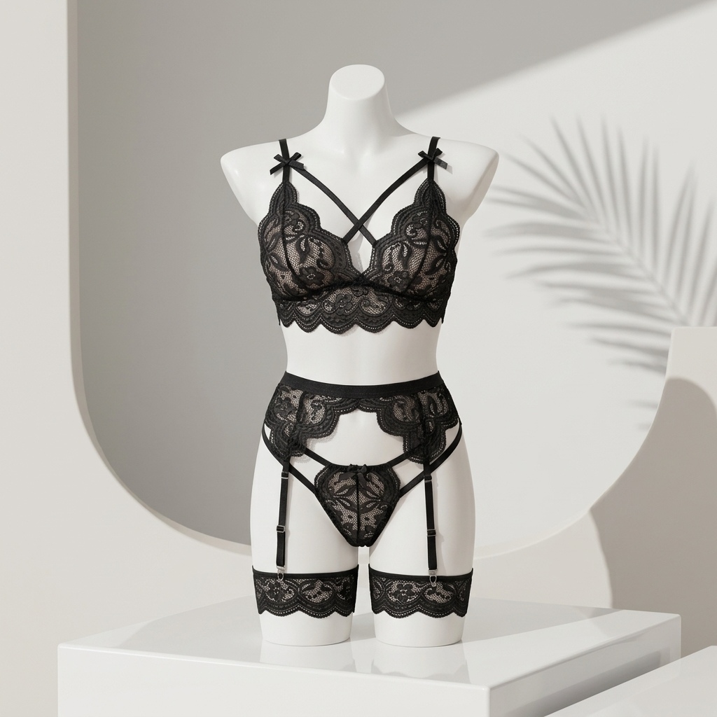 Set Lingerie Renda Bunga untuk - Garter Belt Set ulasan dan harga