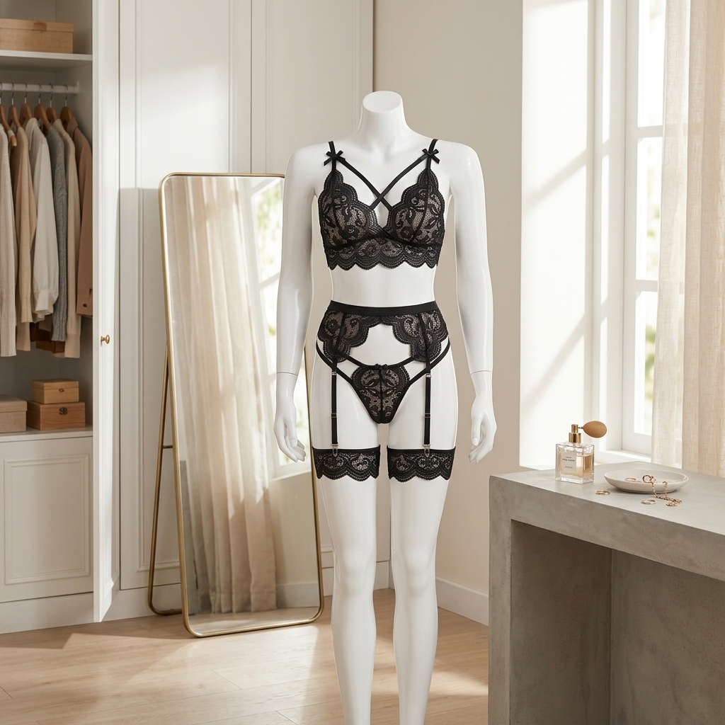 Set Lingerie Renda Bunga untuk - Garter Belt Set ulasan dan harga
